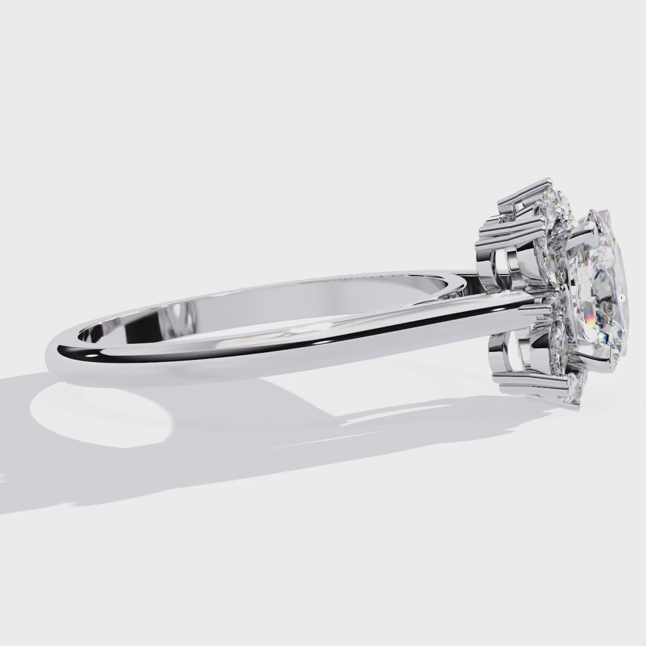 Oval with Fancy Halo Engagement Ring