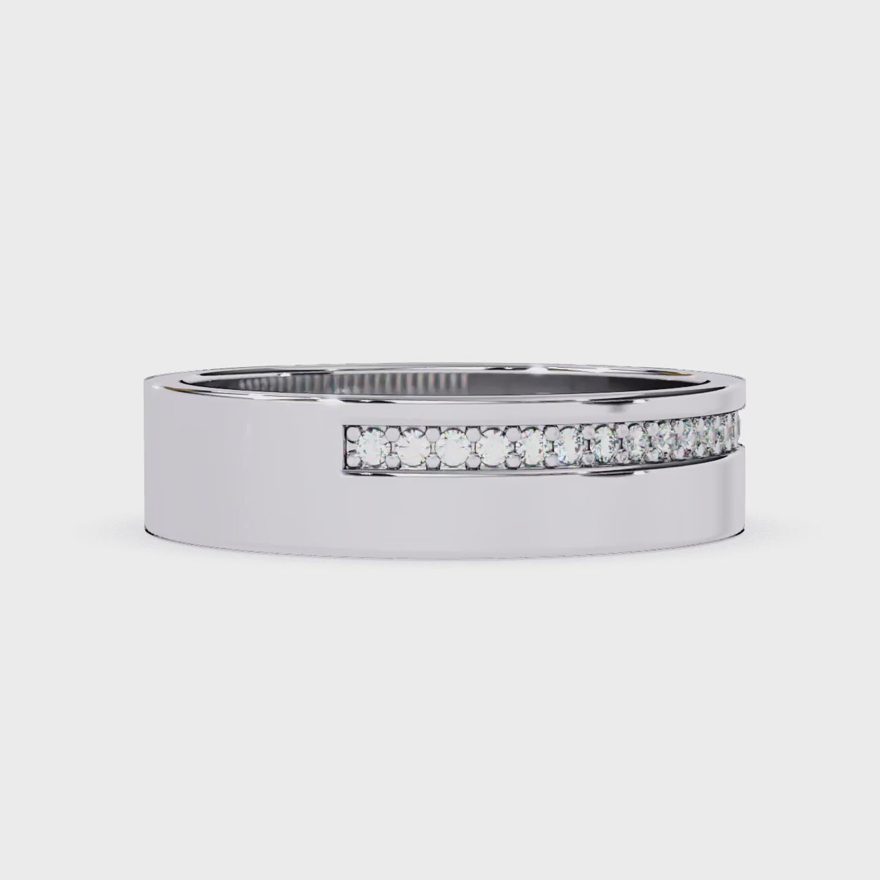 Diamond Grooved Comfort Fit Wedding Band
