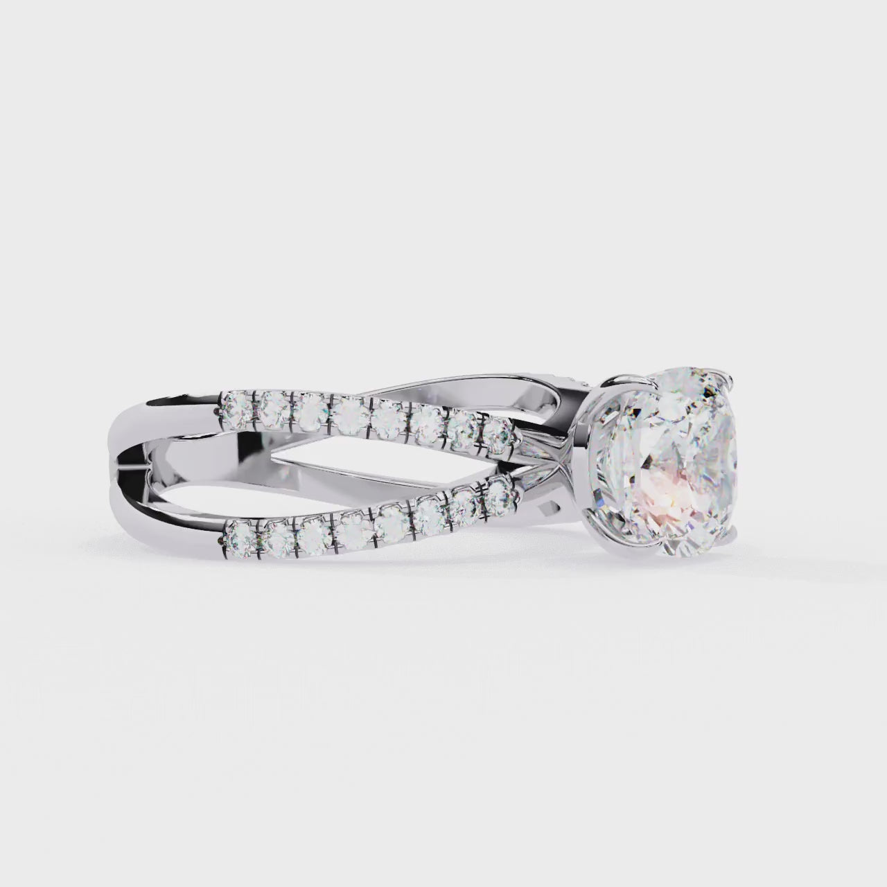 Cushion Split Shank Engagement Ring
