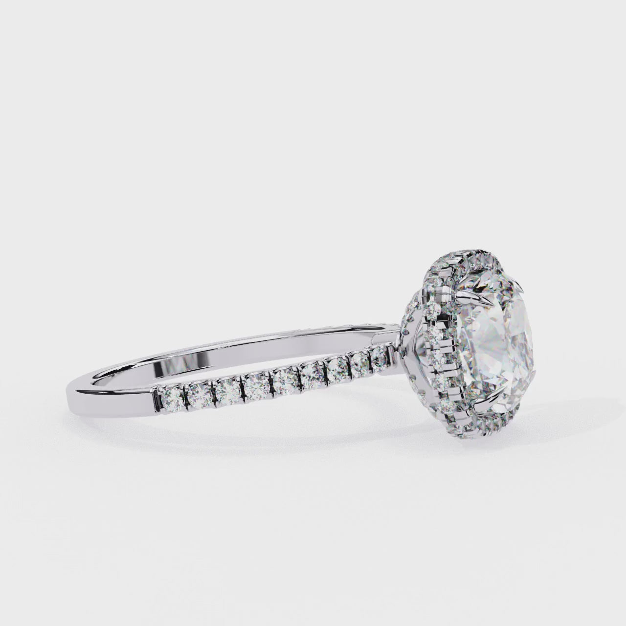 Cushion Unique Halo Engagement Ring