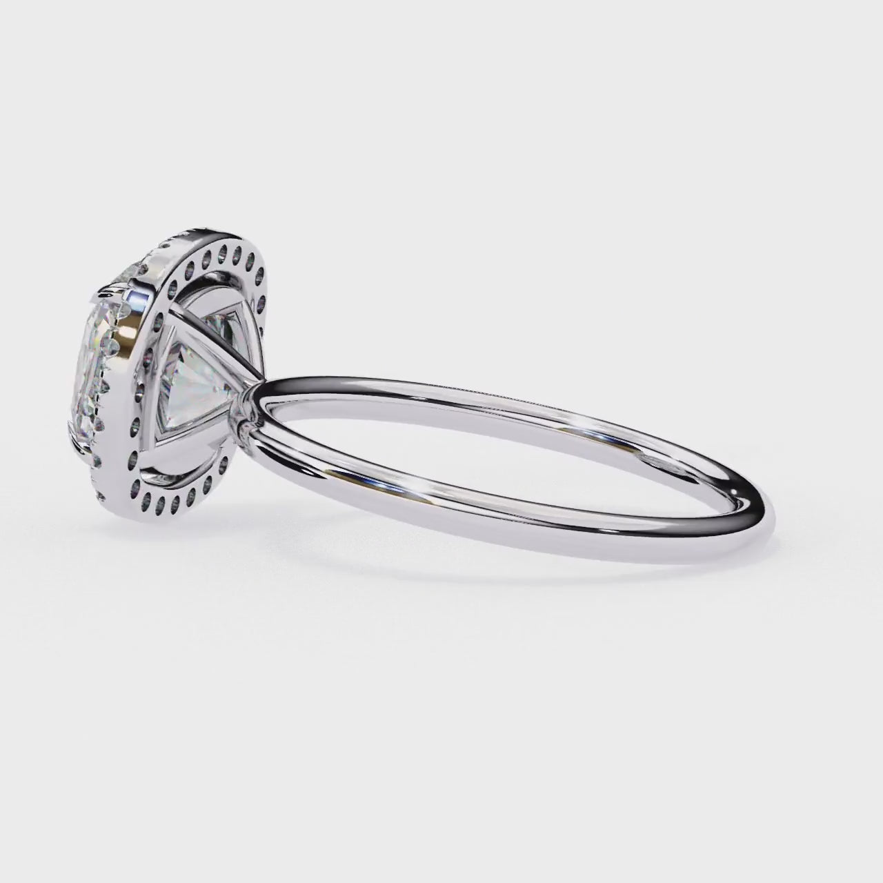 Cushion Solitaire With Halo Engagement ring