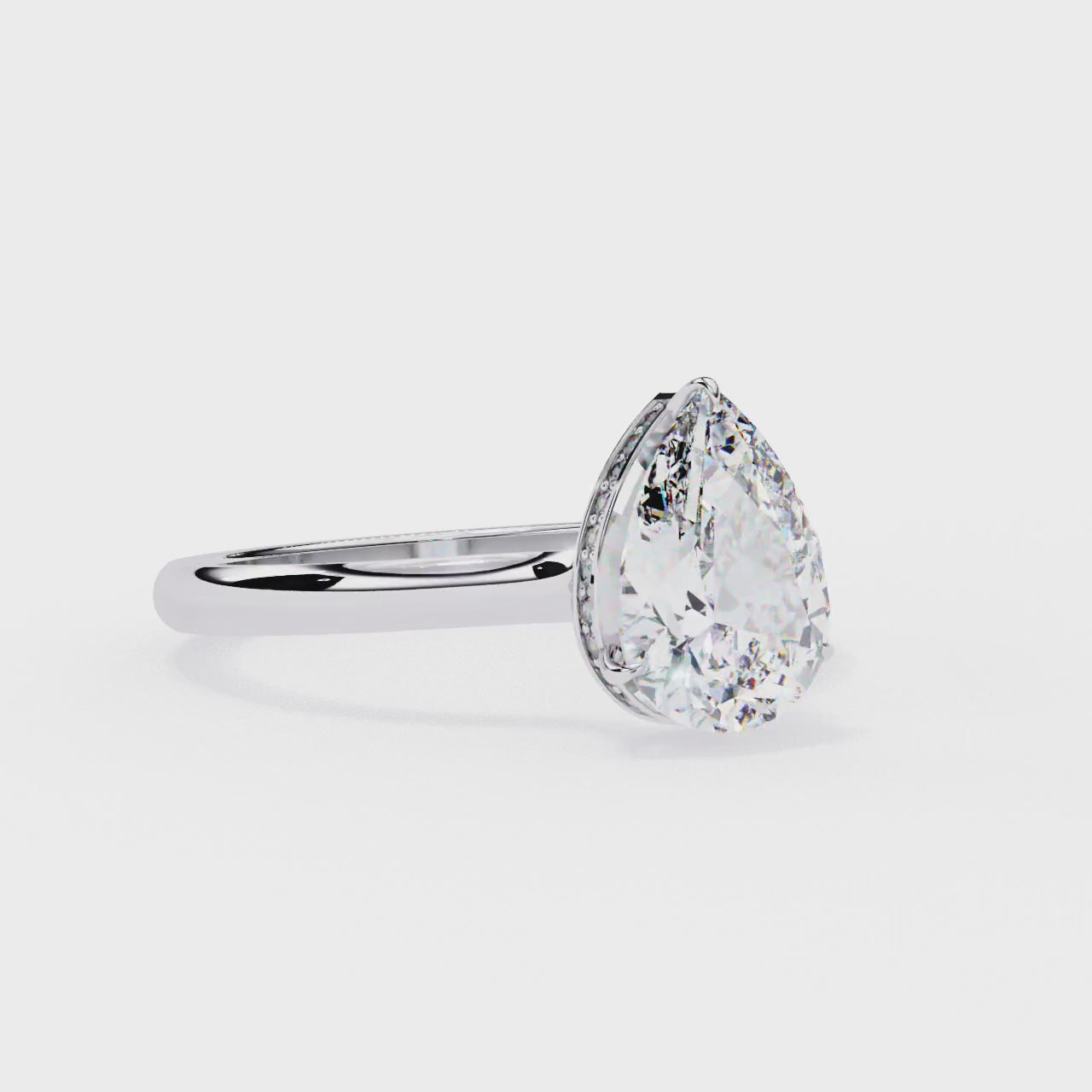 Pear Petite Pave Hidden Halo Engagement Ring