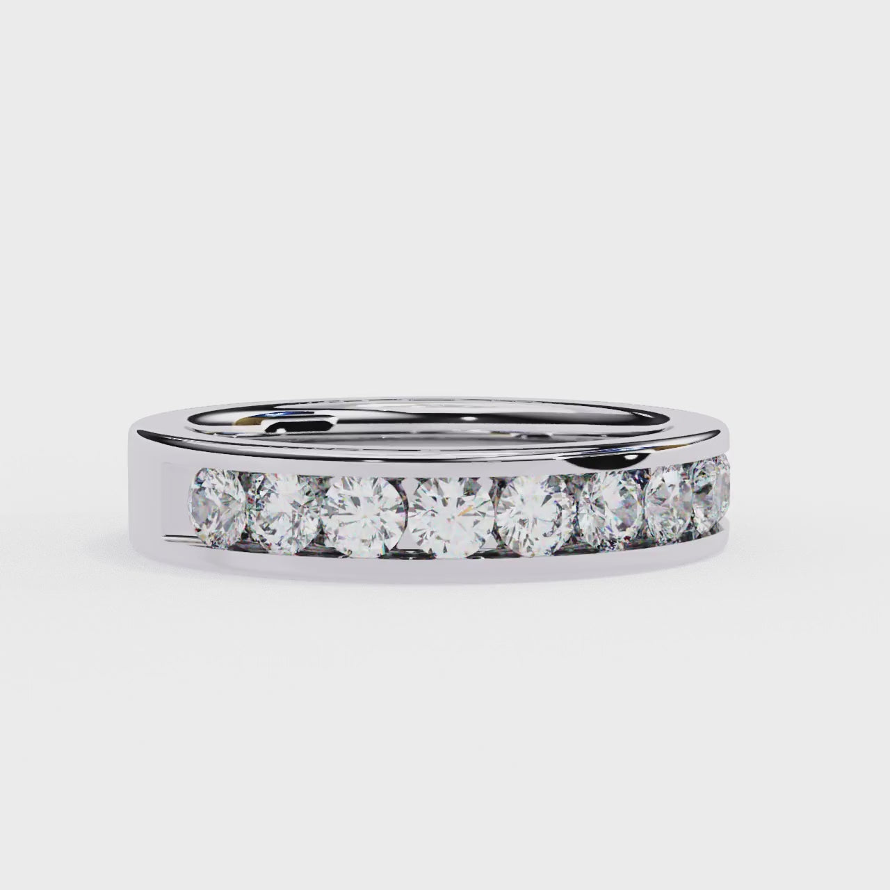 Round Channel Set Wedding Band