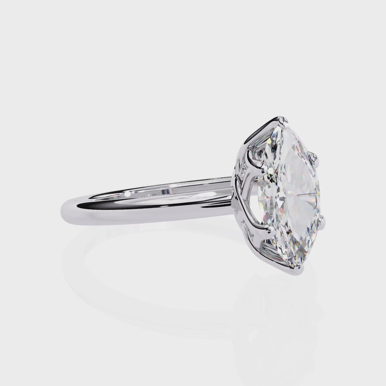 Marquise Solitaire with Lotus Flower Prong Engagement Ring
