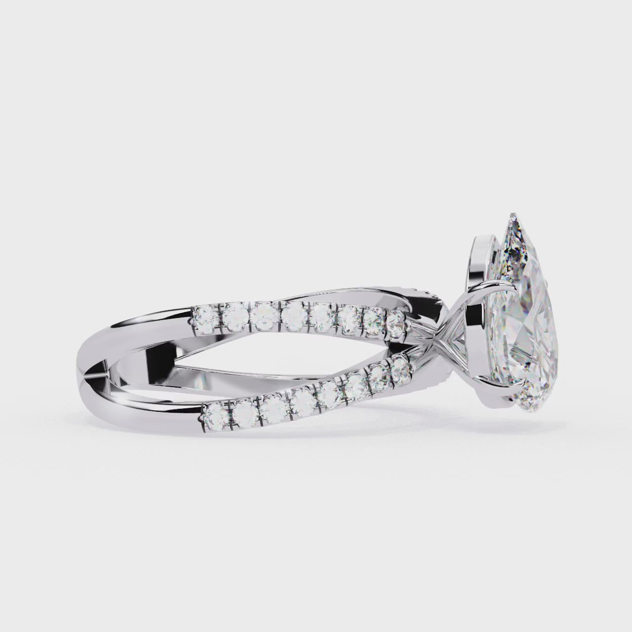 Pear Split Shank Engagement Ring