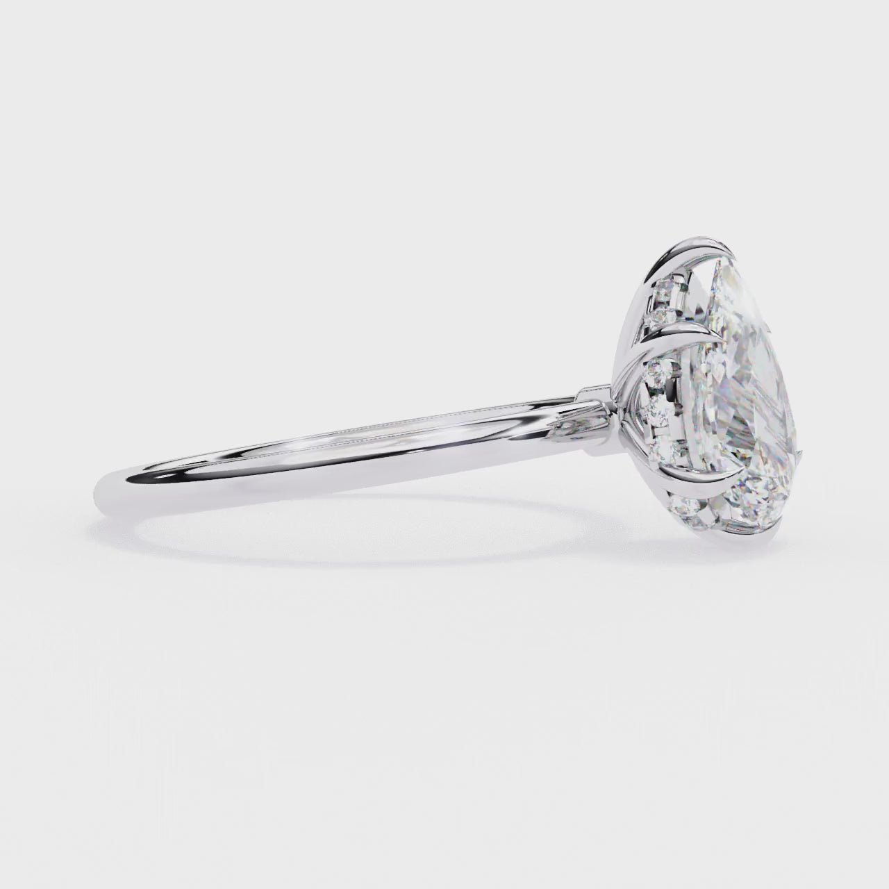 Pear Hidden Halo Engagement Ring