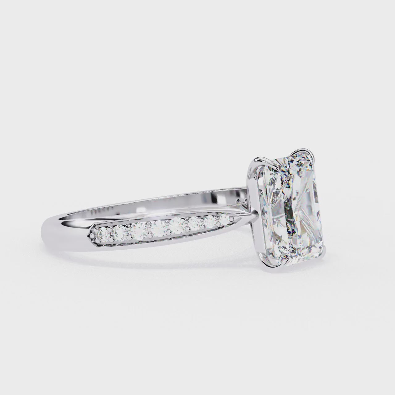 Radiant Hidden Accent with Pointer Band Engagement Ring