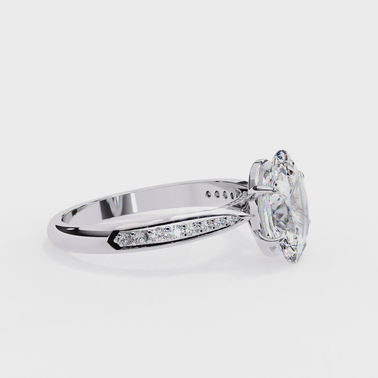 Oval Hidden Accent with Pointer Band Engagement ring