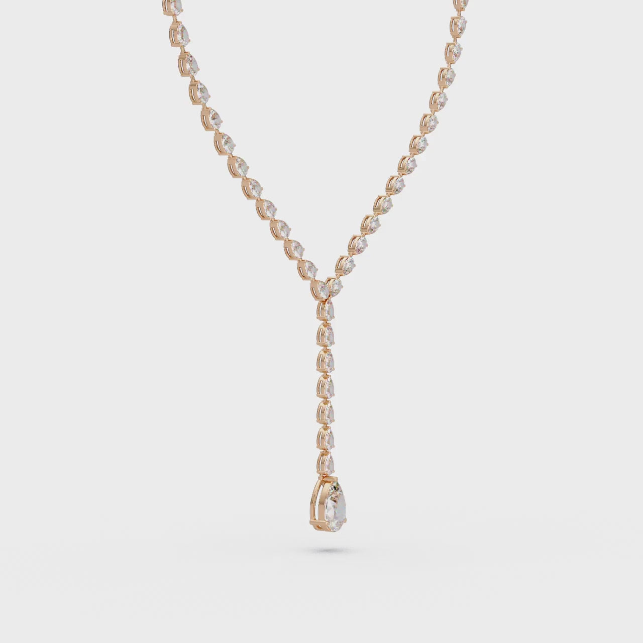 Pear Dangling Tennis Moissanite Diamond Necklace