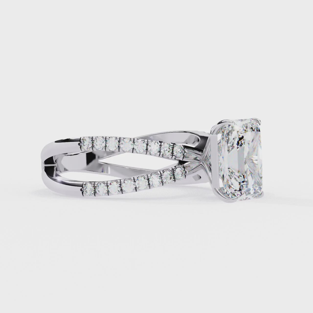 Radiant Split Shank Engagement Ring