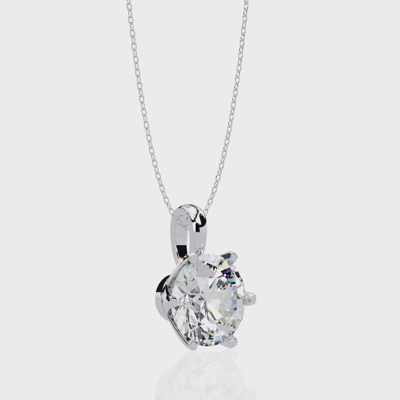 Round V Shape Prong Pendant with Chain
