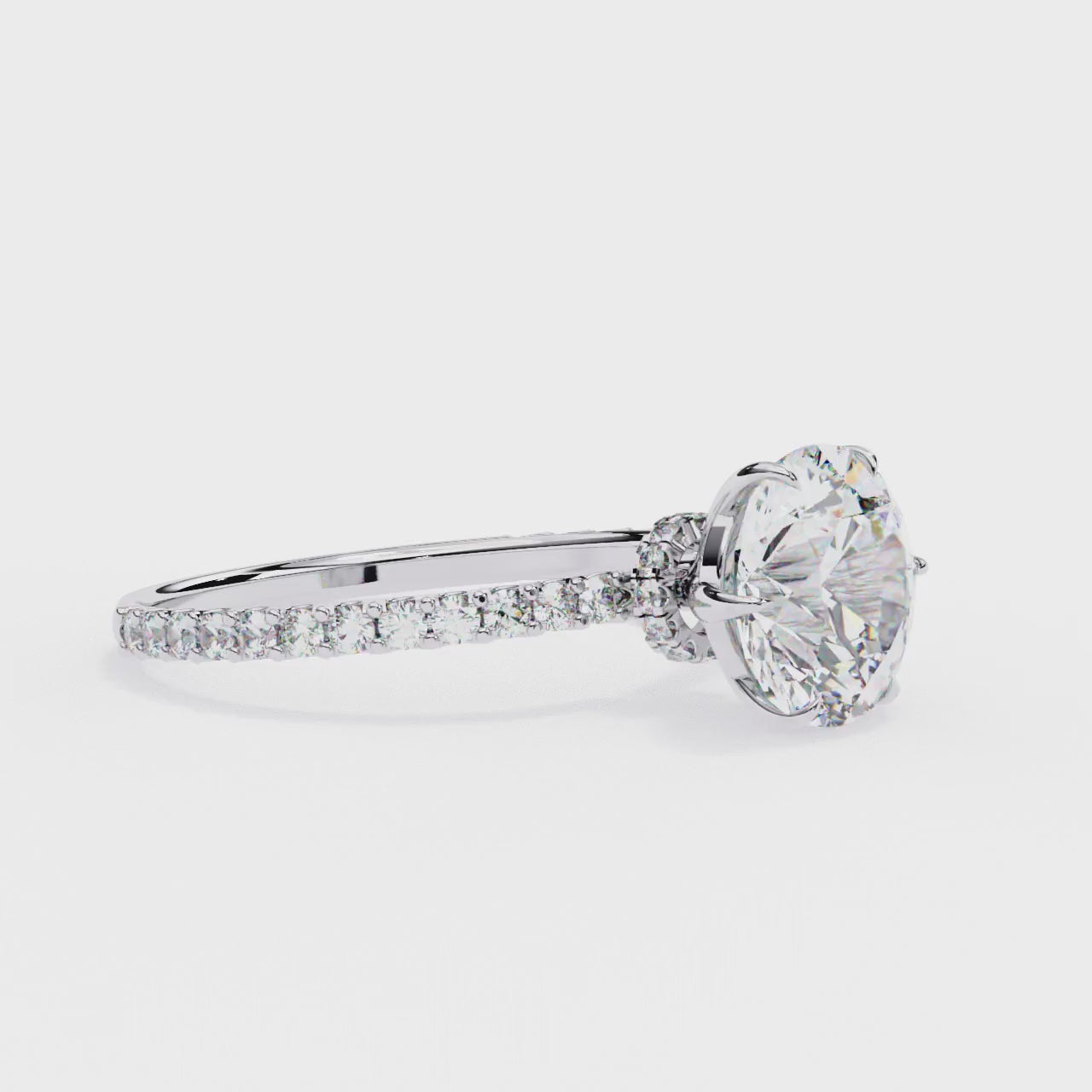 Cushion Mystic Secret Halo With Pave Engagement Ring