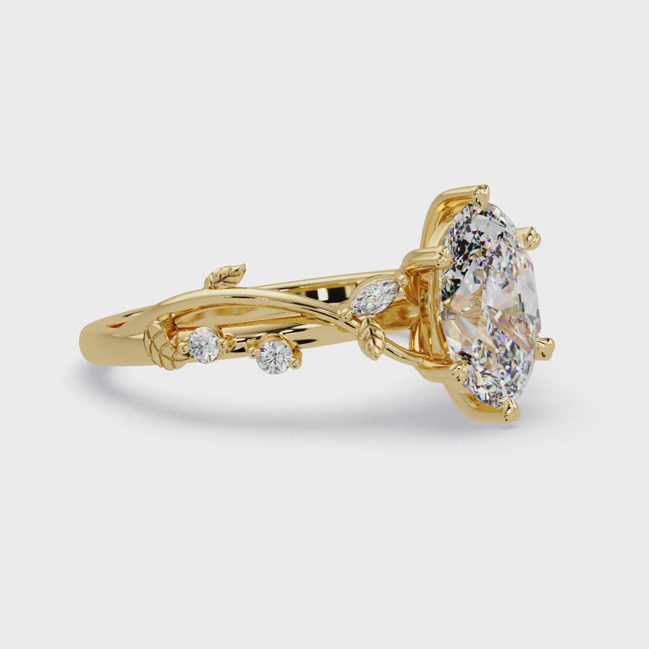 Oval Nature inspired Engagement Ring