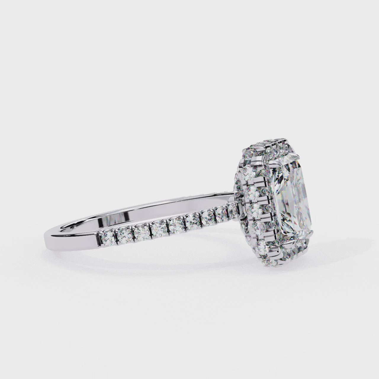 Radiant Unique Halo Engagement Ring