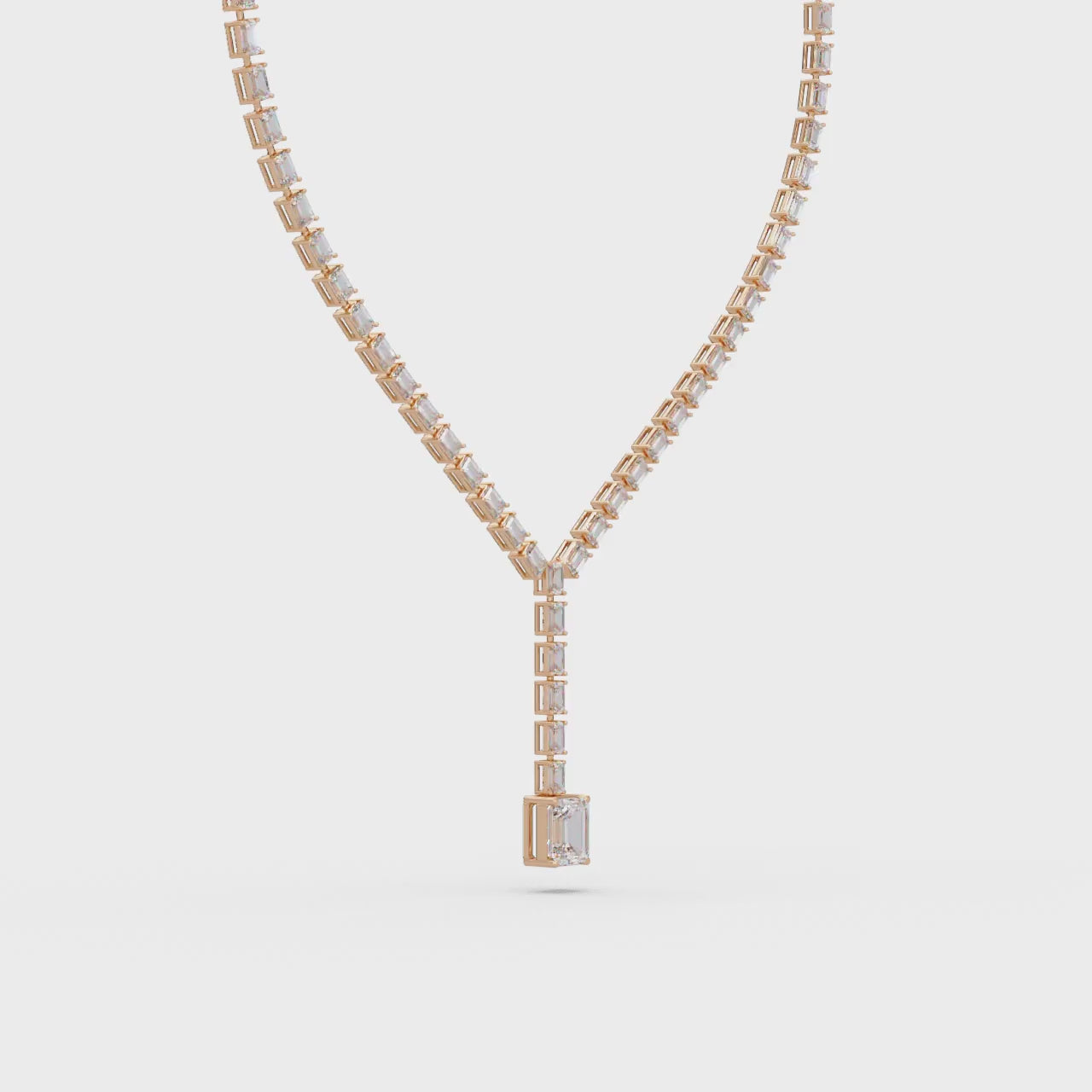 Emerald Dangling Tennis Moissanite Diamond Necklace