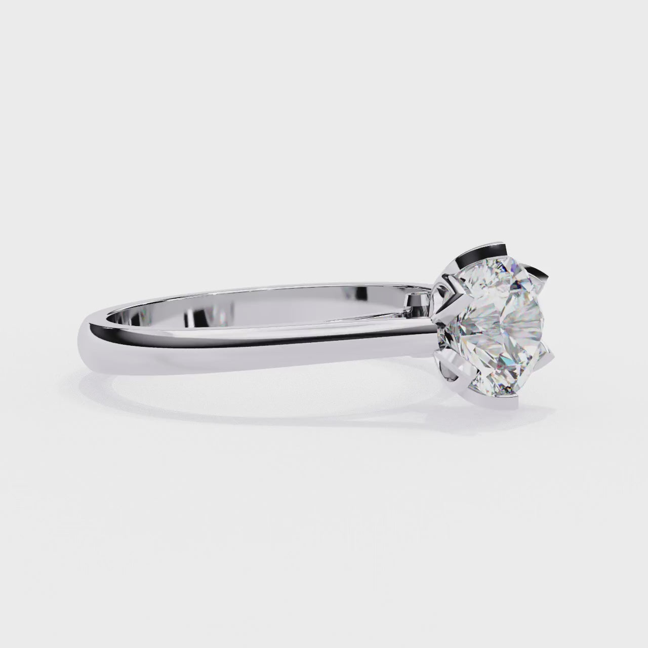 Round Cathedral with Flower Prong Engagement Ring