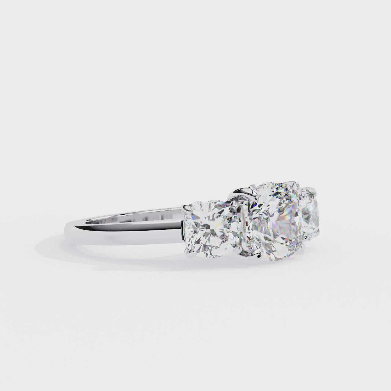 Cushion Three Stone Engagement ring