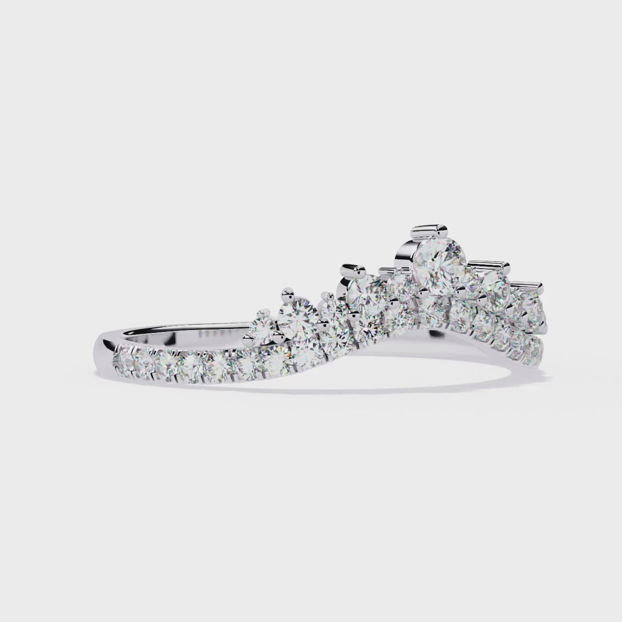 Chevron Crown Diamond Wedding Band