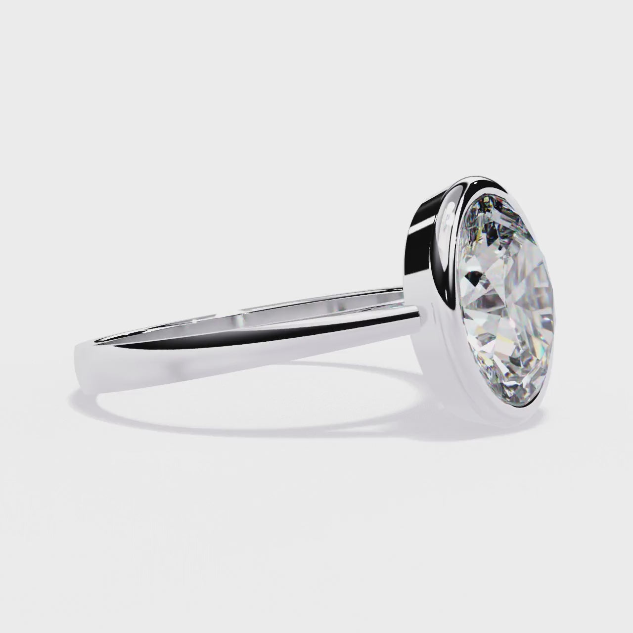 Oval Solitaire with Calliope Bezel Floating Engagement Ring