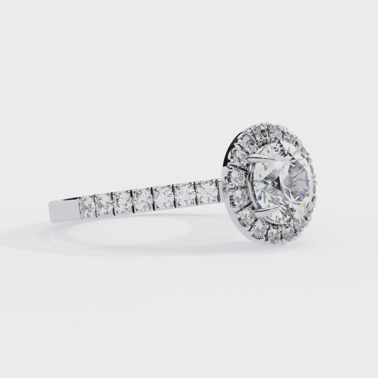Round Halo With Pave Engagement ring