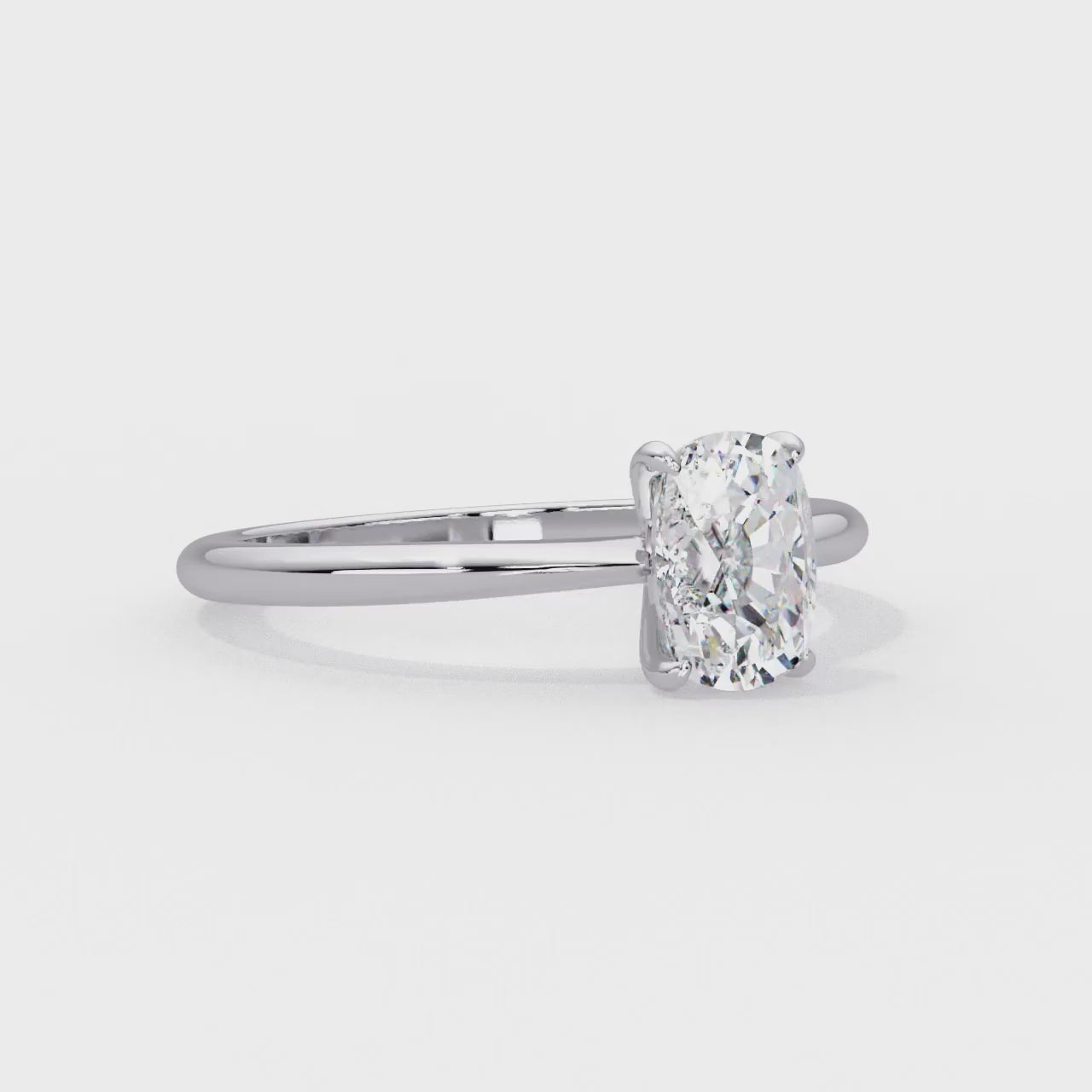 Elongated Cushion Solitaire Engagement Ring