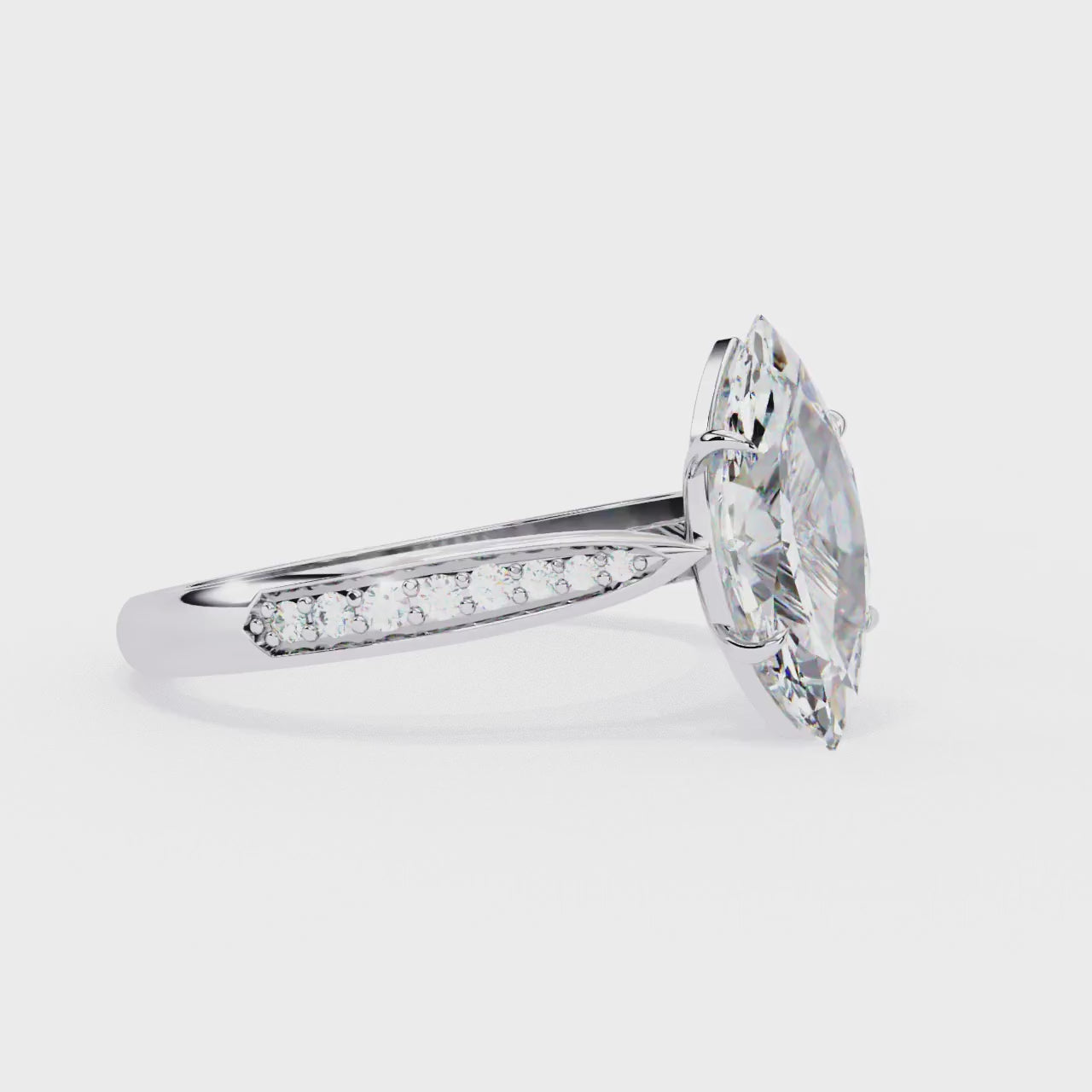 Marquise Hidden Accent with Pointer Band Engagement Ring