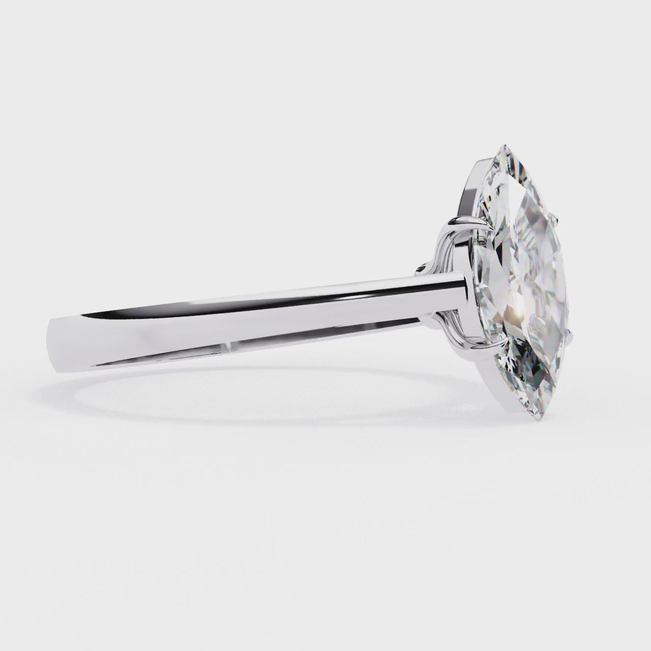 Marquise Solitaire Cathedral Engagement Ring