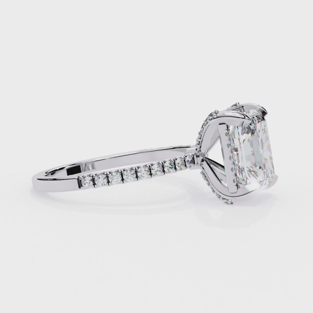 Radiant Modern Halo Engagement Ring