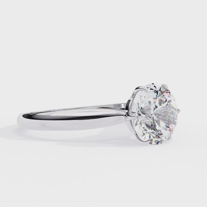Round Solitaire with 6 Claw Prong Engagement ring