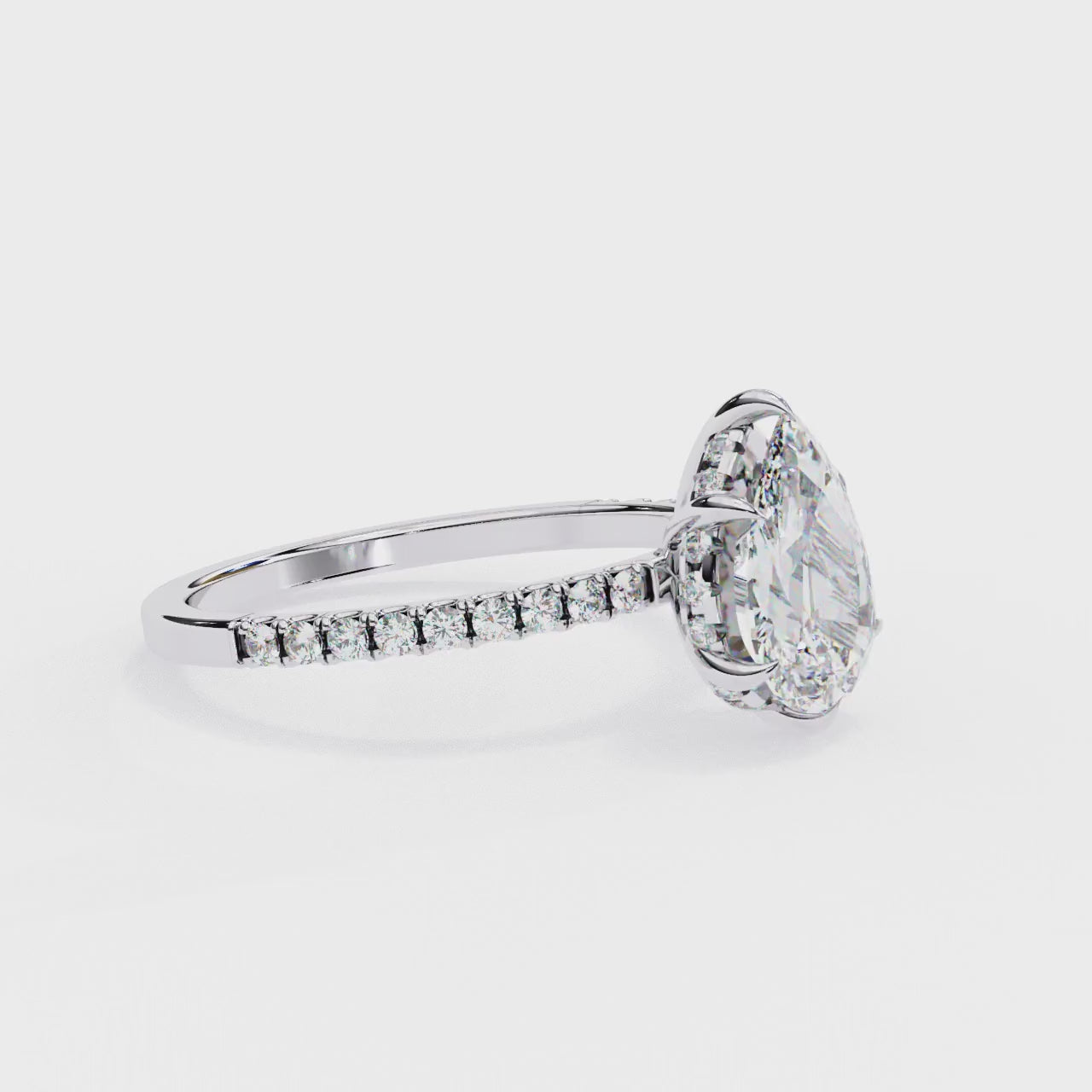 Pear Hidden Halo with Pave Engagement ring