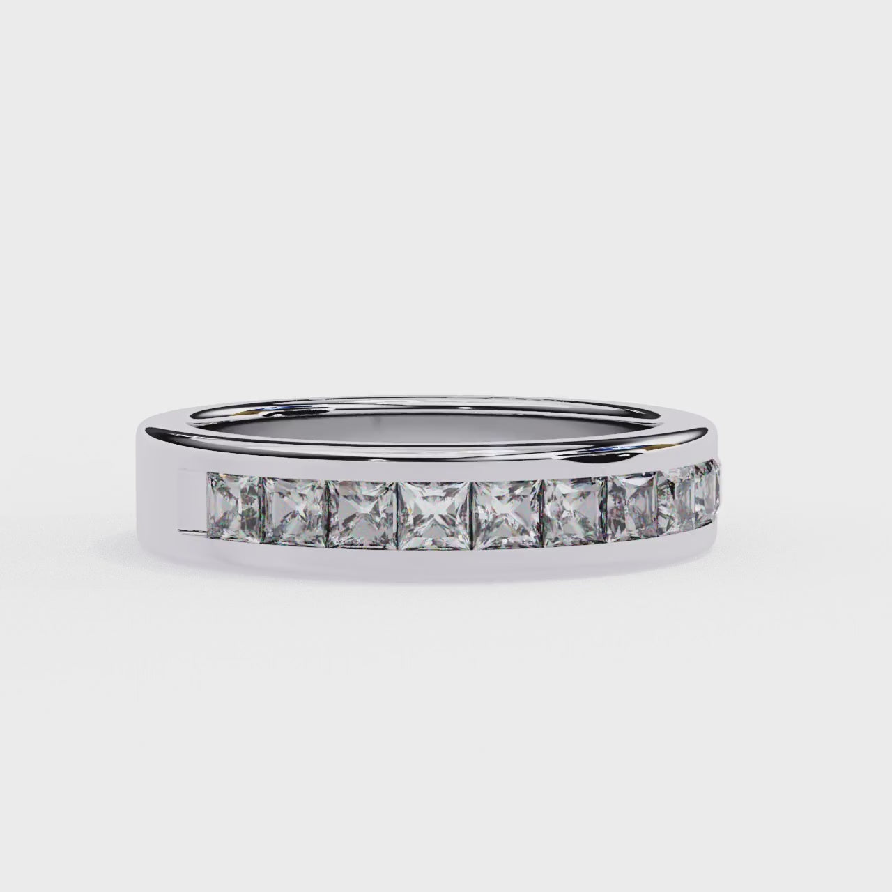 Princess Channel Set Wedding Band