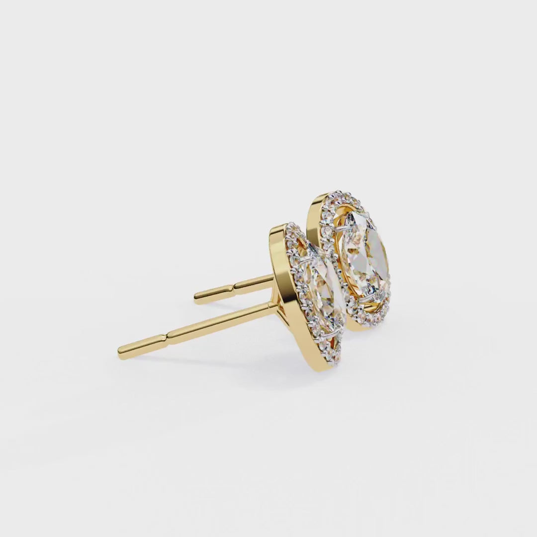 Oval Halo Stud Earrings