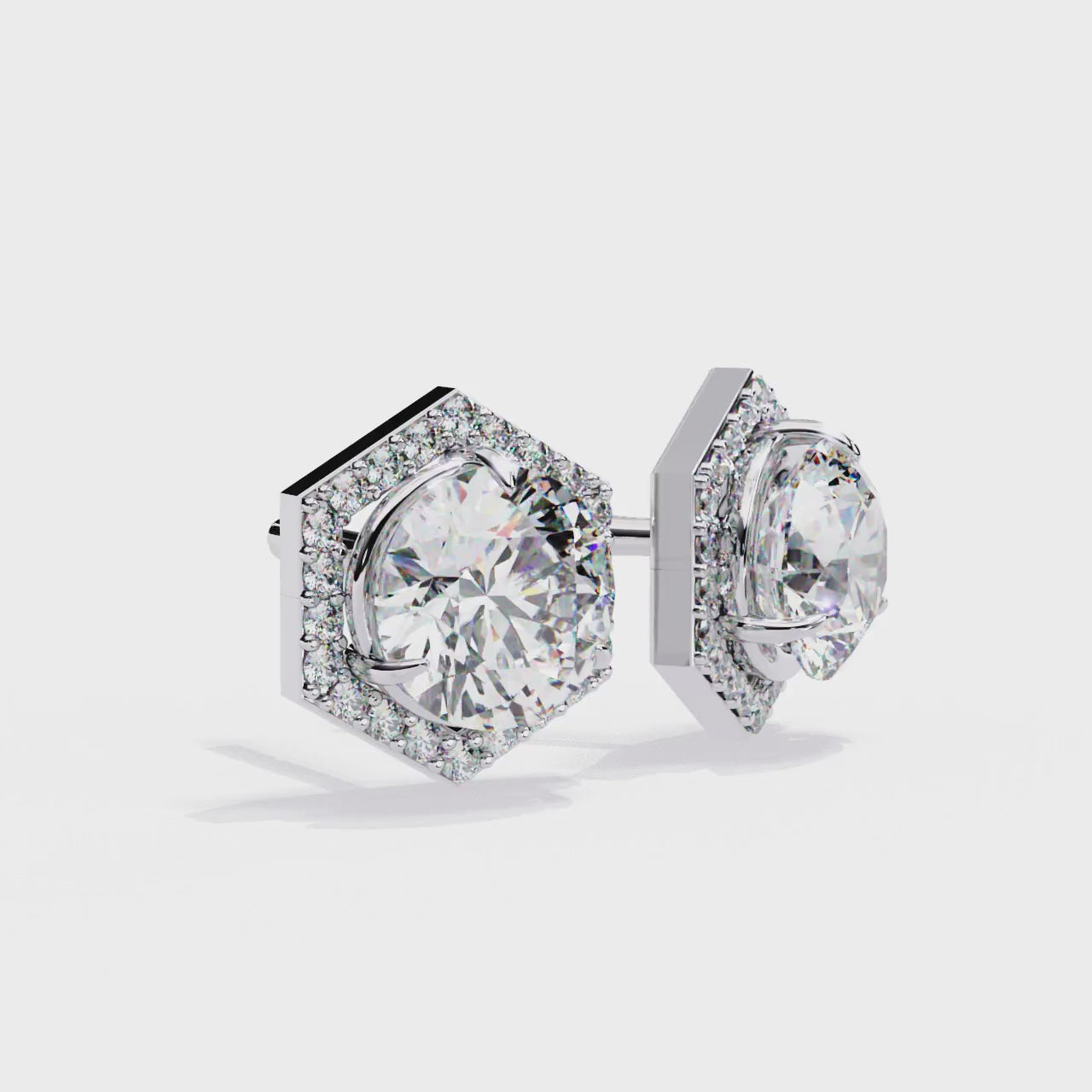 Round Hexagon Style Stud Earrings