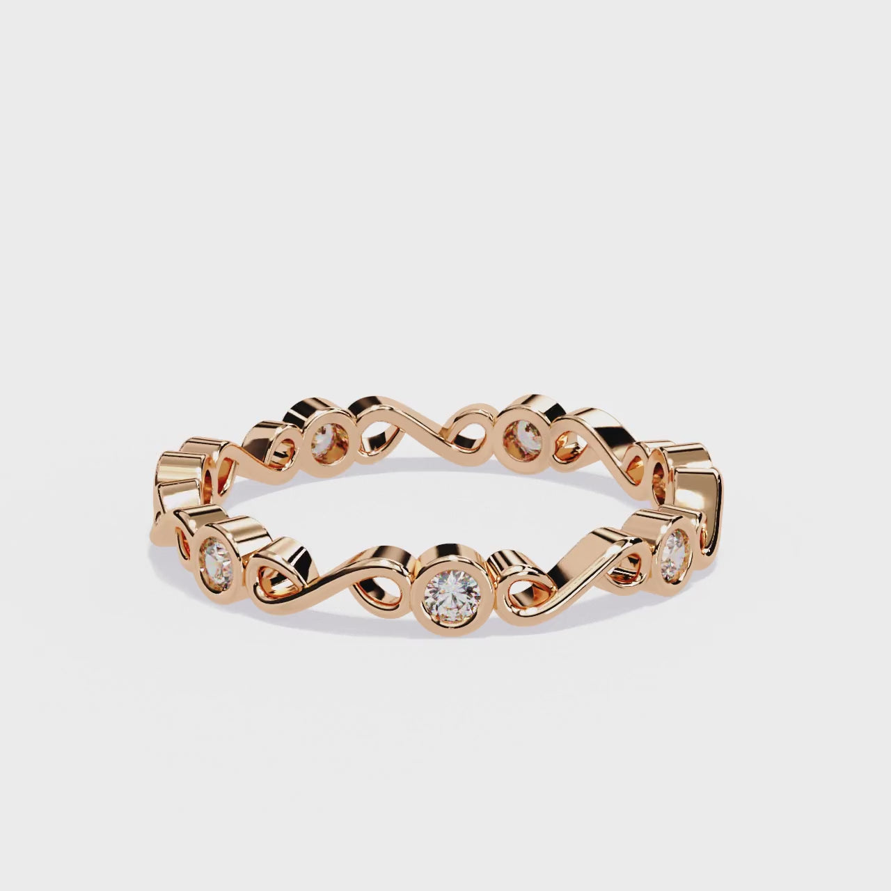 Round Bezel Set With Infinity Style Wedding Band