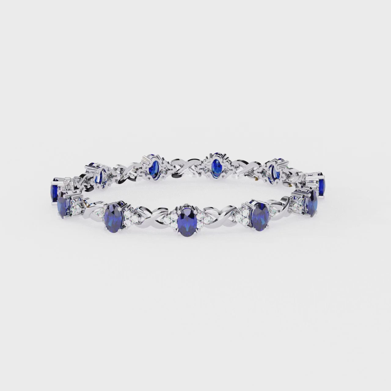 Blue Oval Moissanite Bracelet