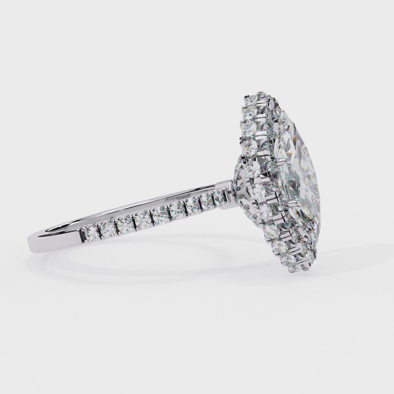 Marquise Unique Halo Engagement Ring