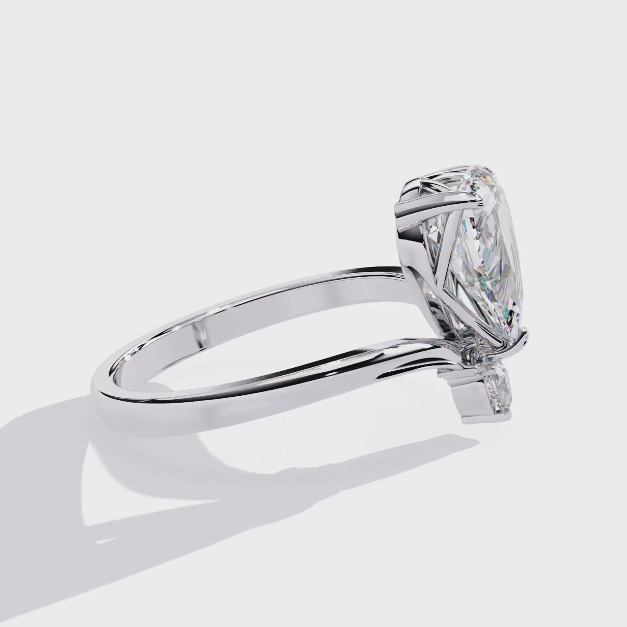 Pear Vintage Style With Curved Band Engagement Ring