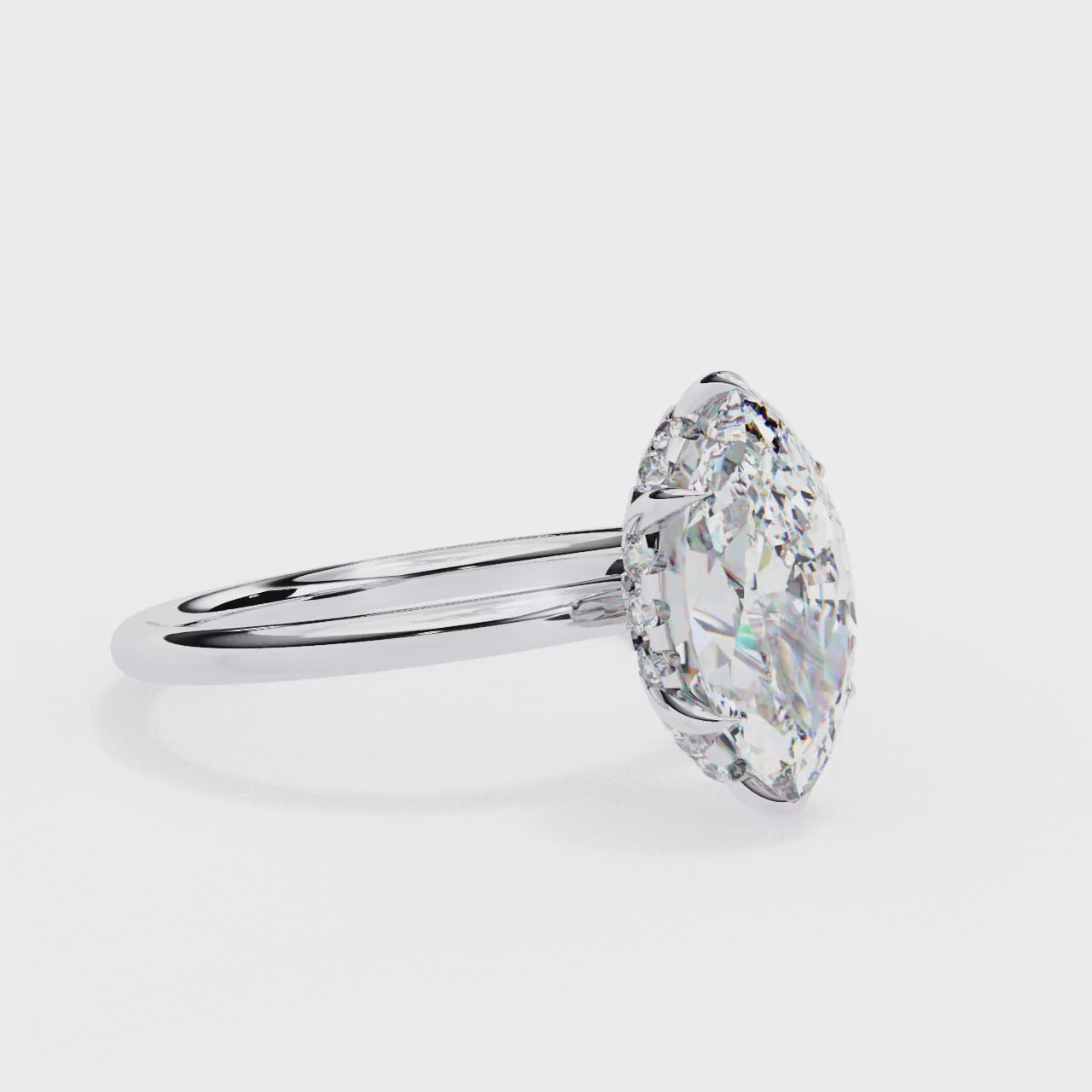 Marquise Hidden Halo Engagement Ring