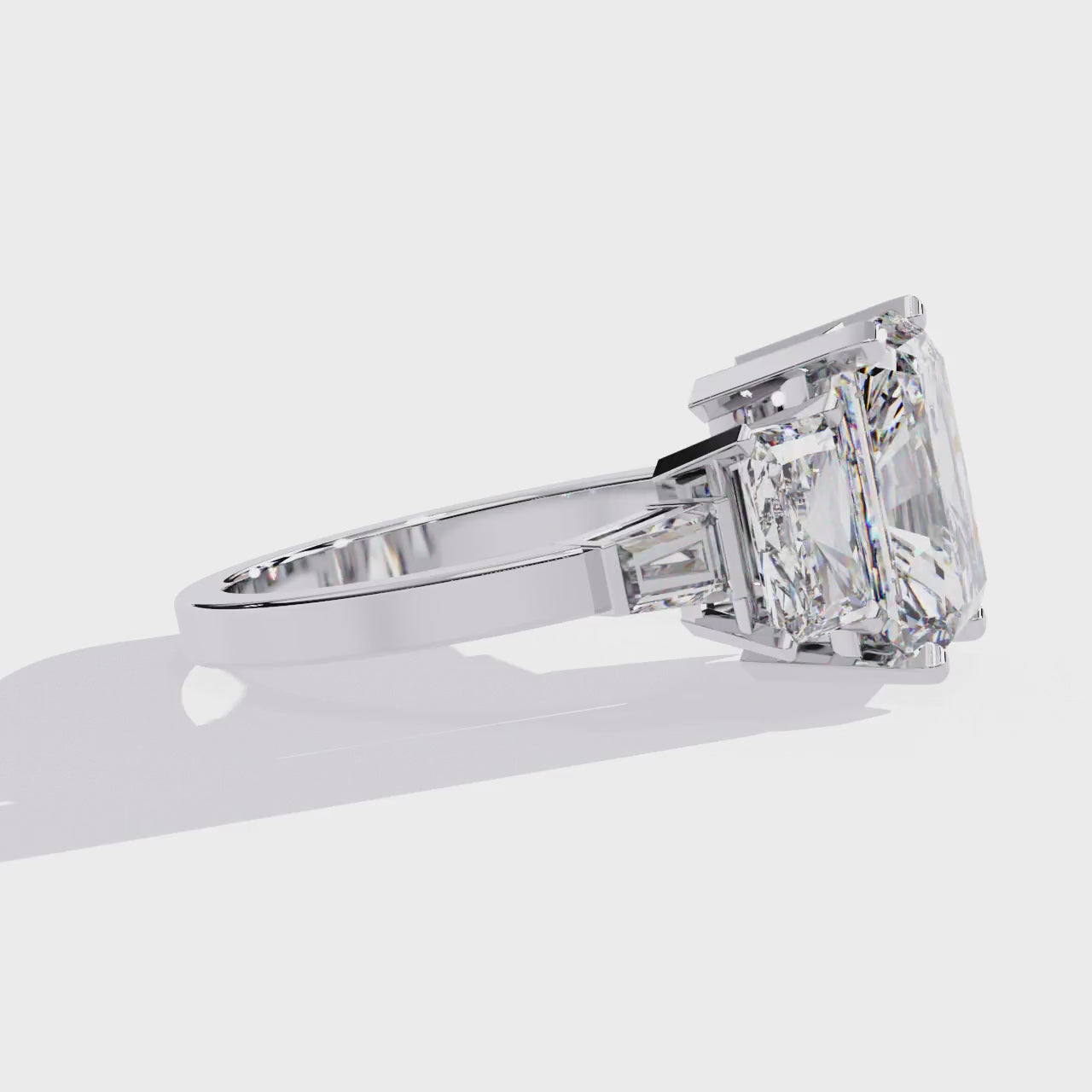 Radiant Three Stone with Euro Shank Engagement Ring
