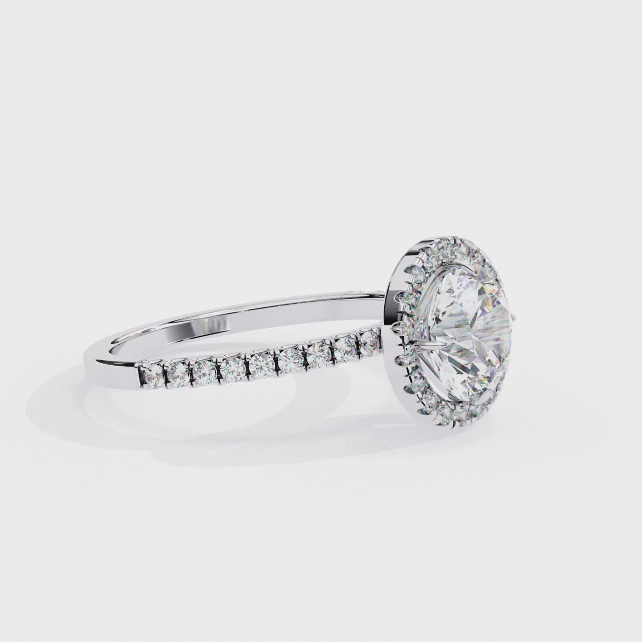 Round Halo with Pave Band Engagement ring