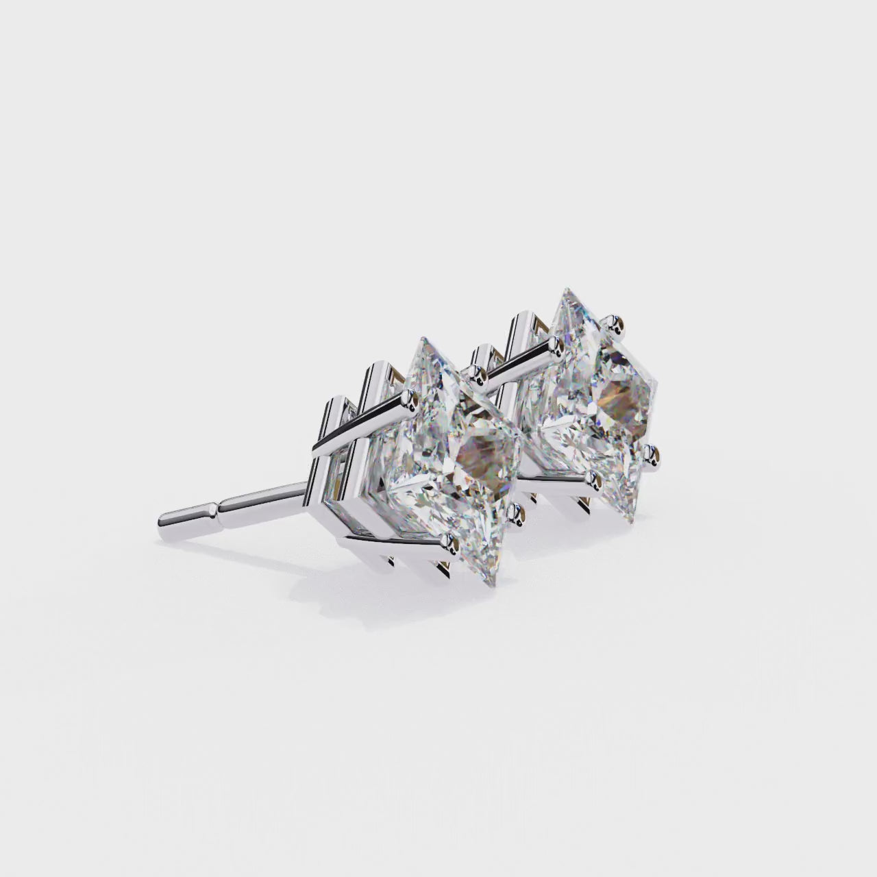 Princess Solitaire 4 Claw Prong Stud Earrings