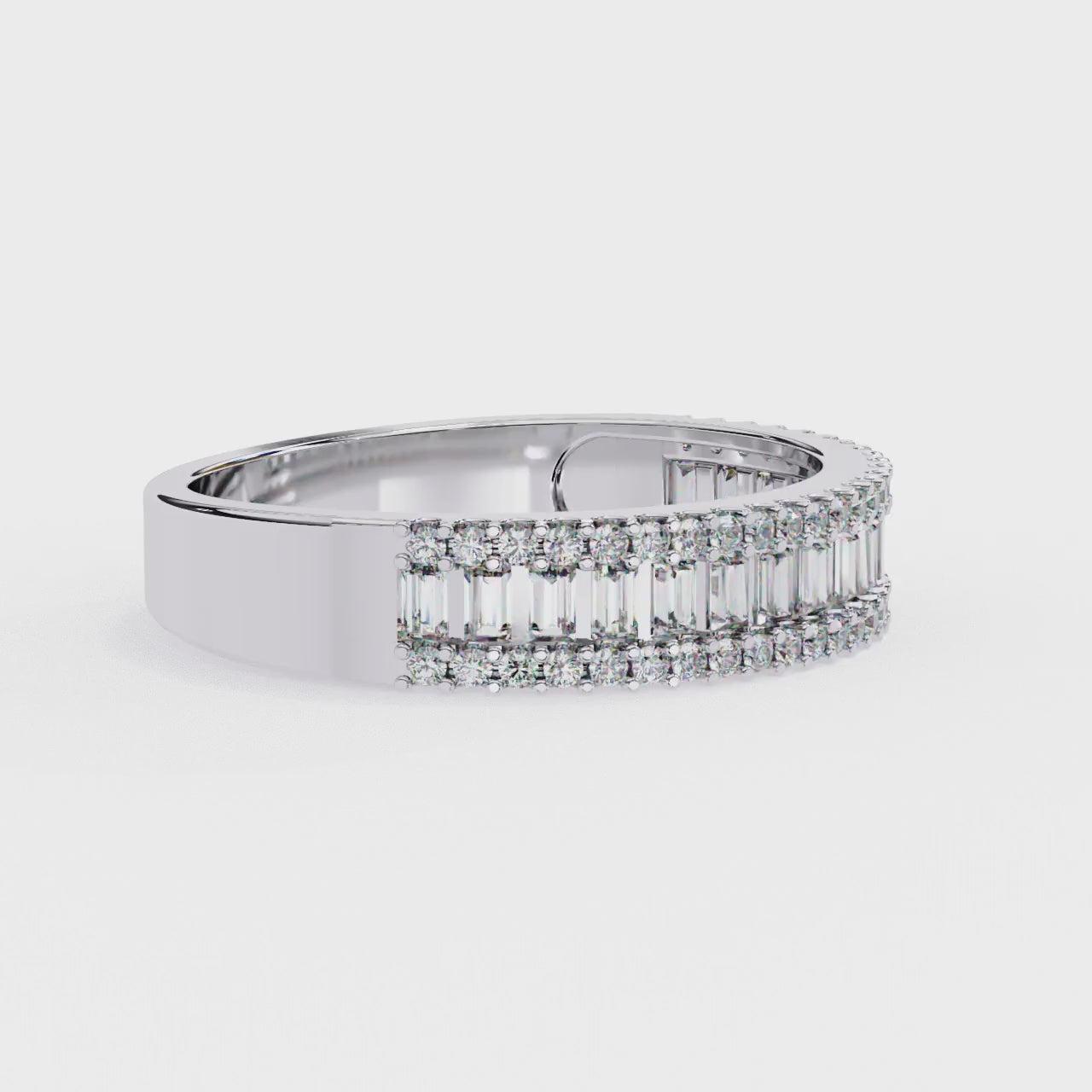 Baguette & Round Half Eternity Wedding Band