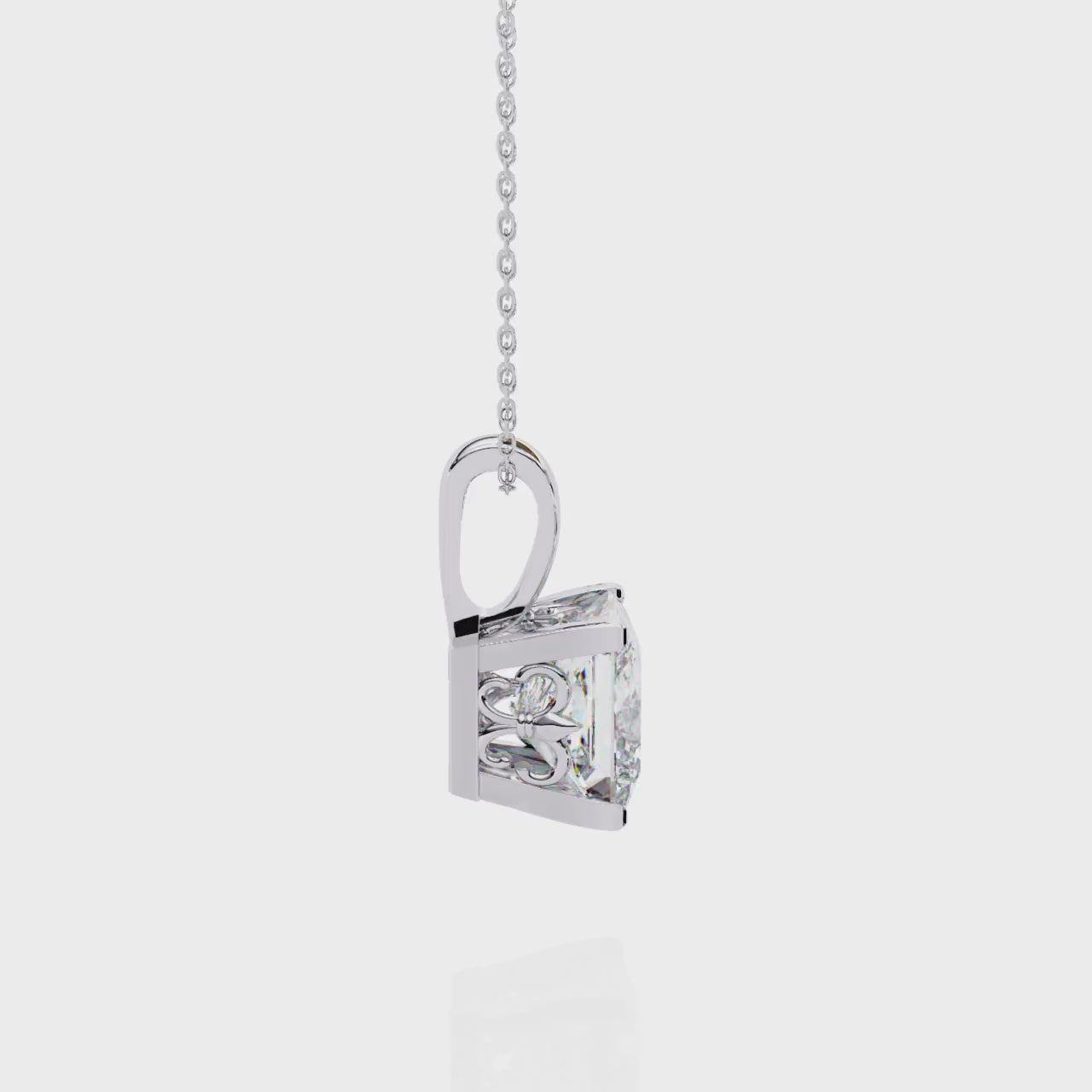 Princess solitaire embody prong pendant with chain