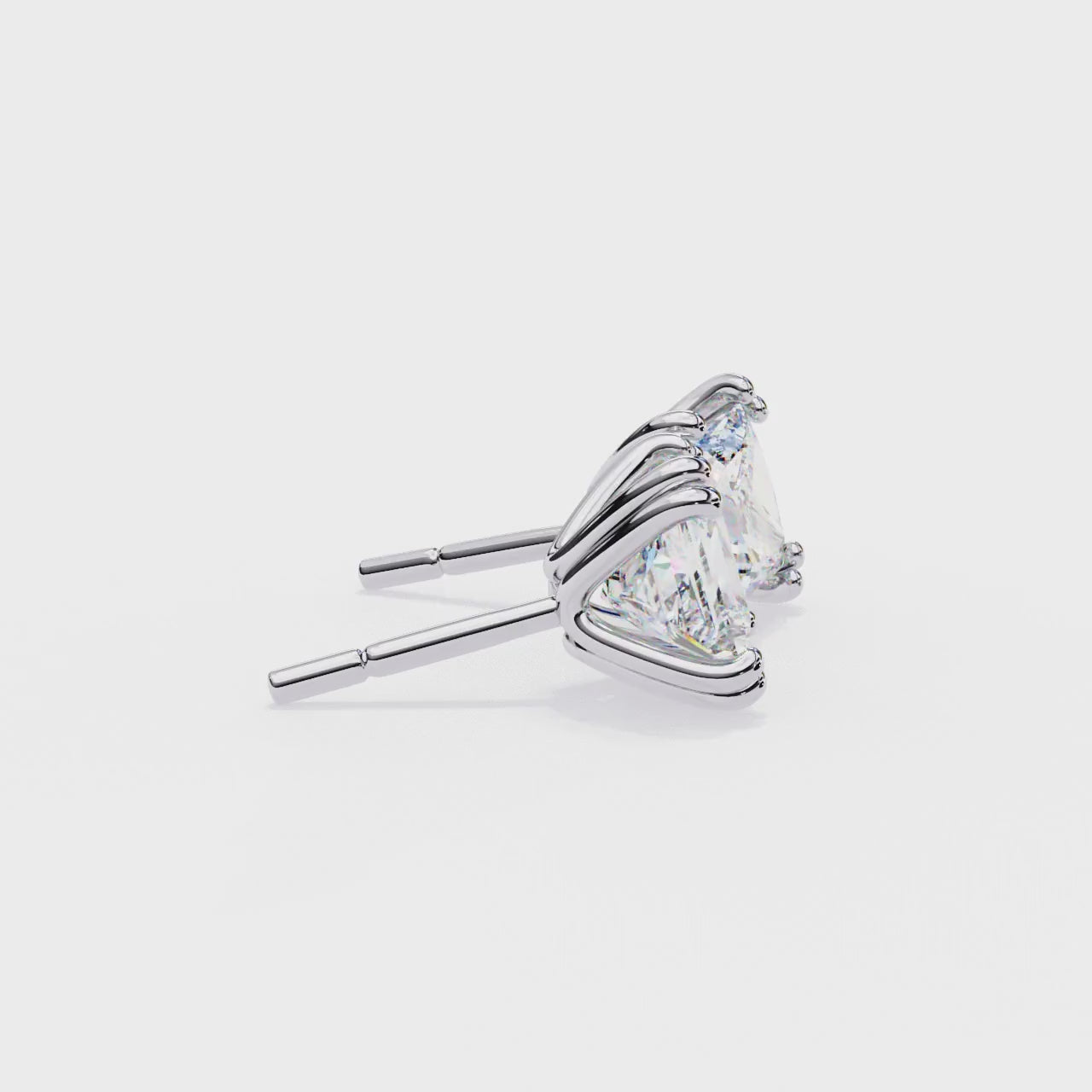 Princess Double Claw Prong Stud Earrings
