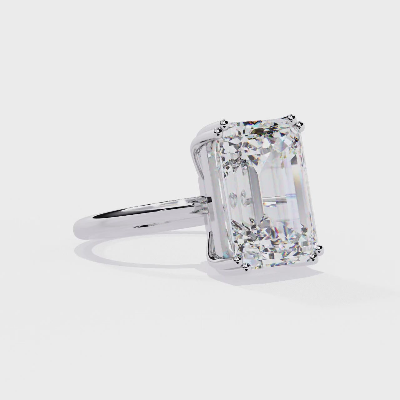 Emerald Double Claw With Basket Prong Engagement ring