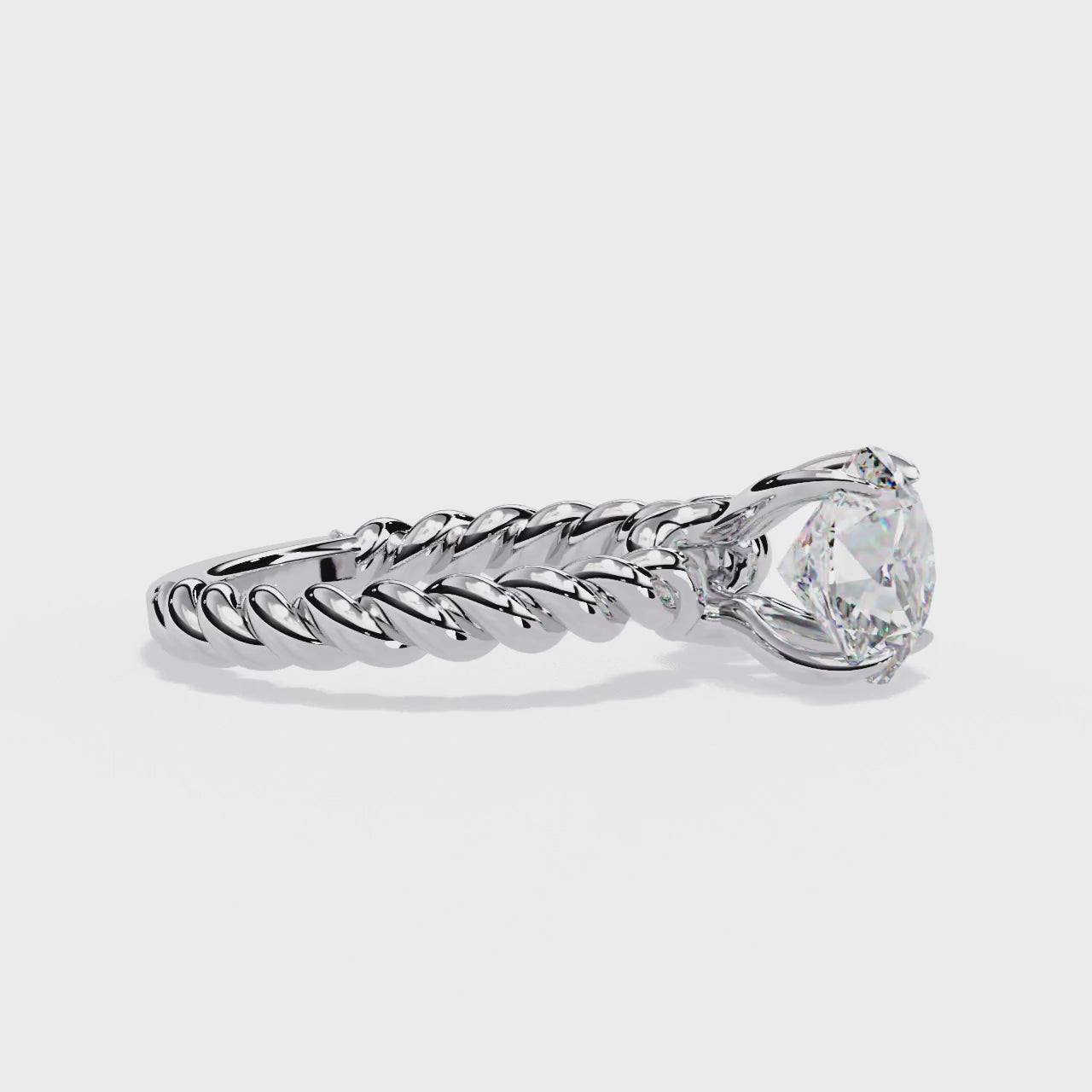 Round Solitaire with Rope Band Engagement Ring