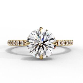 Round Hidden Halo with Pave Engagement ring
