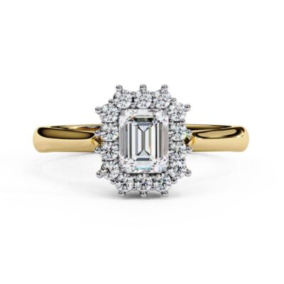 Emerald Vintage Halo Engagement Ring