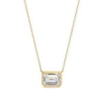 Emerald Bezel Set Pendant with Chain