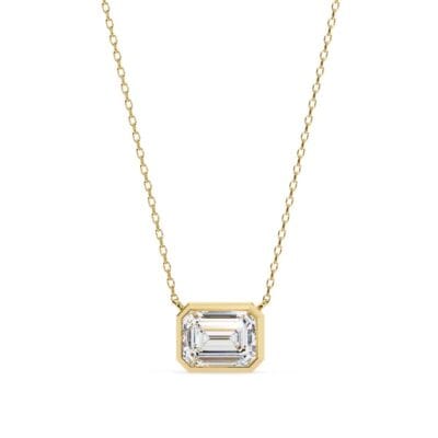 Emerald Bezel Set Pendant with Chain